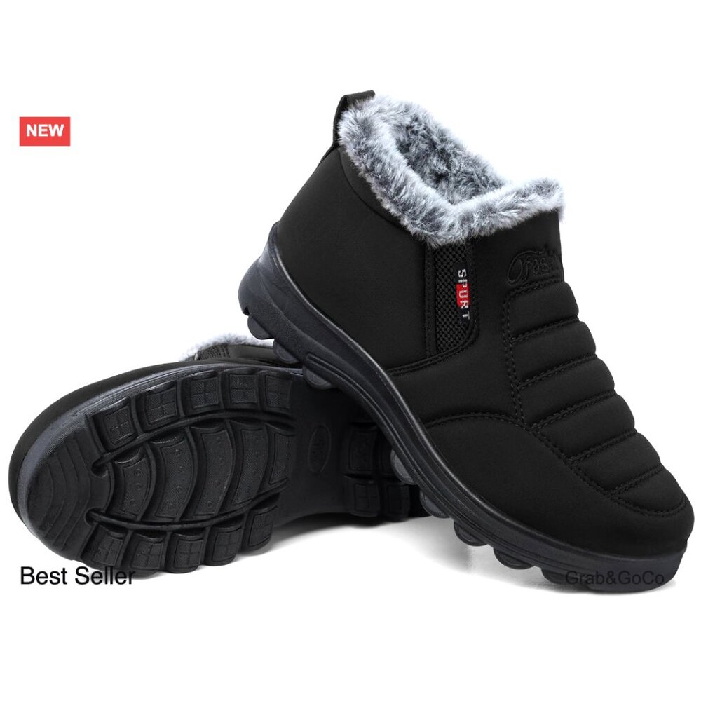 Women's Ankle Booties Waterproof Winter Boots Synthetic Leather Side Zip Fashion